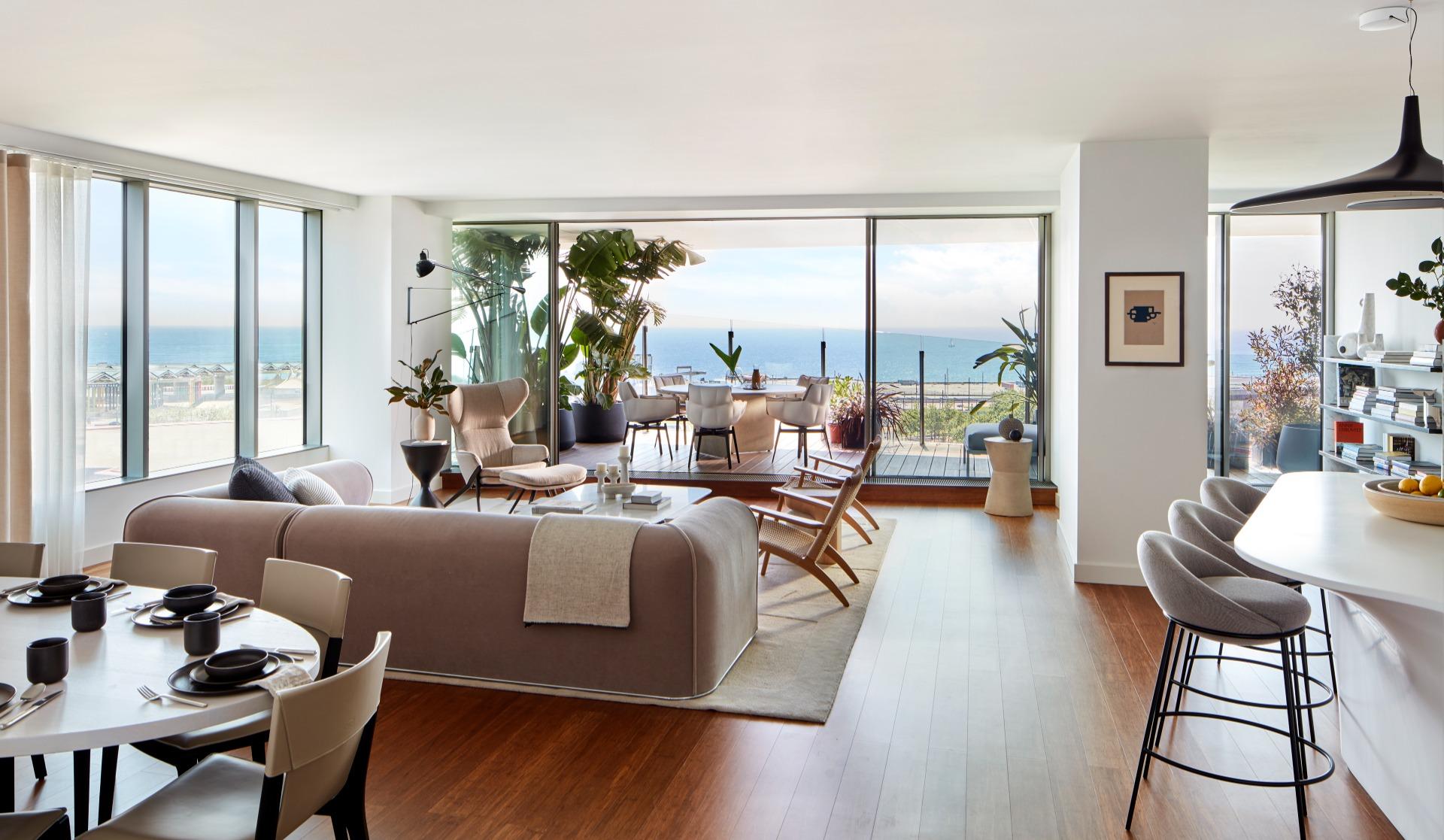 Ático Diagonal Mar, salón con vistas al mar